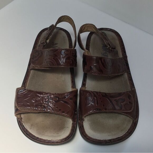 Alegria Women's Verona Yeehaw Brown Leather Slingback Sandals (36) - Picture 4 of 11